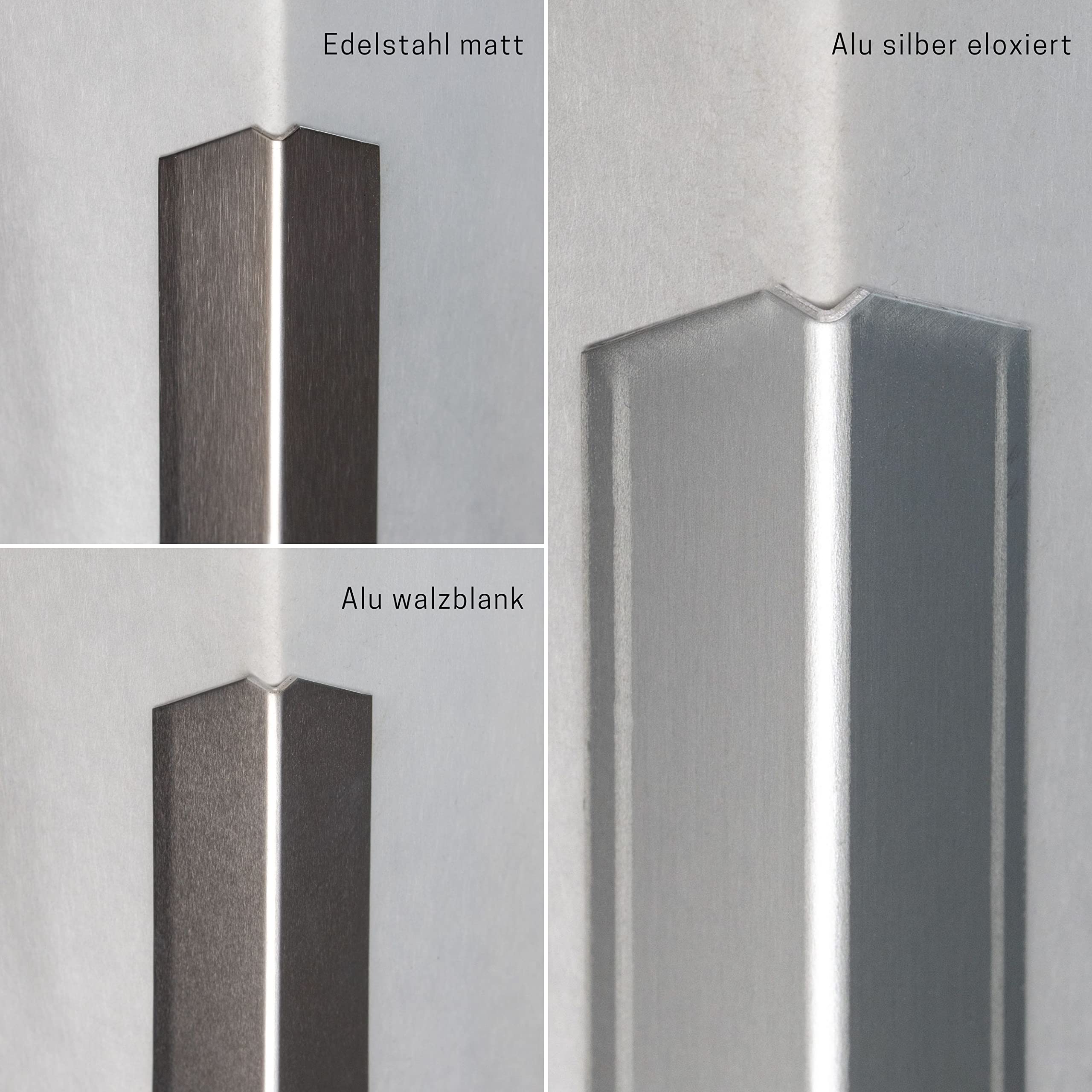 PROVISTON | Eckschutzwinkel | Edelstahl | Edelstahloptik | Breite 30 mm | Höhe 30 mm | Länge 1000 mm | Wechselseitig Mittig Gebohrt | Eckschutzprofil | Eckschutzleiste | Metallprofil | 1 Stück