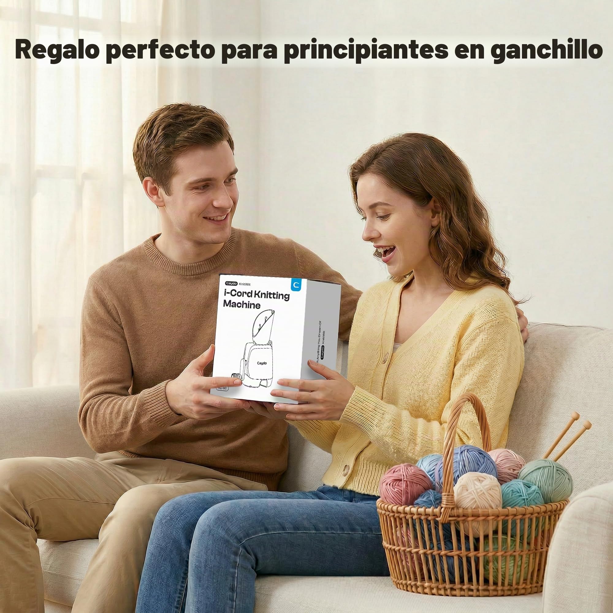 Caydo Máquina Tricotin Manual, Mini Molino de Tejer 6 Agujas, Máquina de Tejer Portátil para Hacer Cordones, Pulseras y Bolsos, Muy Eficiente, DIY Máquina de Ganchillo para Adultos