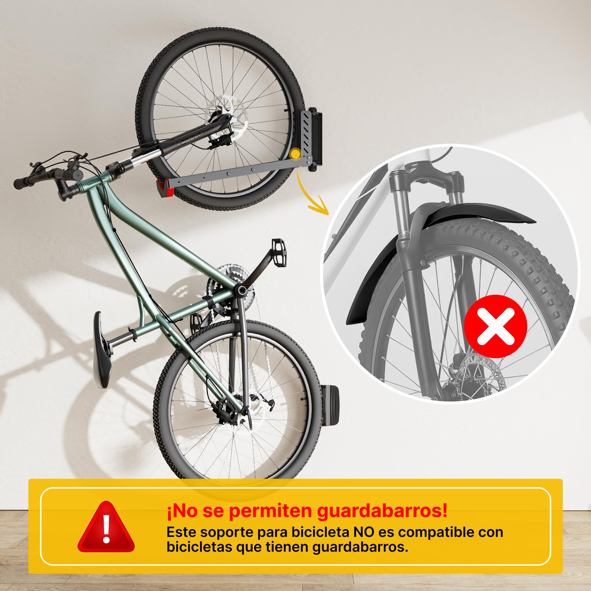 monTEK Soporte de Pared Giratorio para Bicicleta, Colgador Bicicleta Pared Ajustable y Plegable, Diseño de Elevación Fácil, Soporte de Bicicletas Ahorra Espacio para Garaje, hasta 35 kg, 2 Paquete