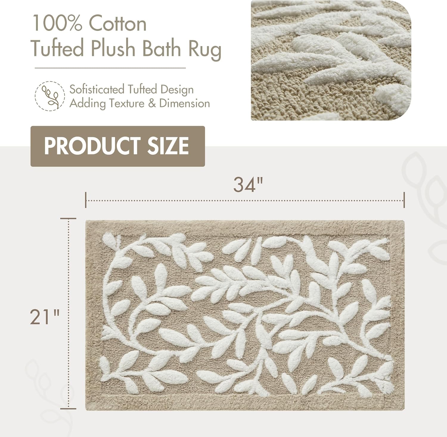 Serene Cotton Tufted Botanical Leaf Bath Rug