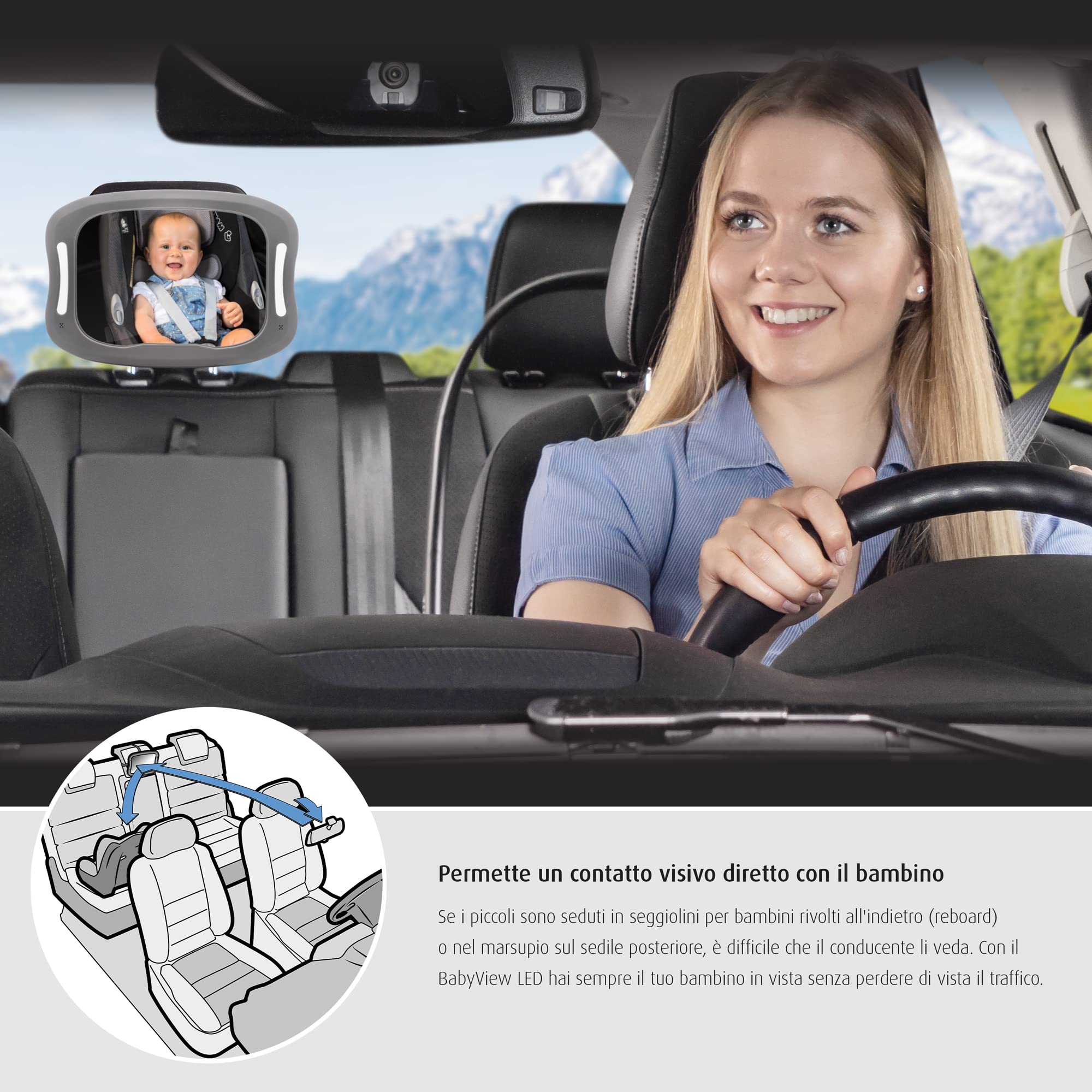 reer BabyView | Specchio LED con luce integrata