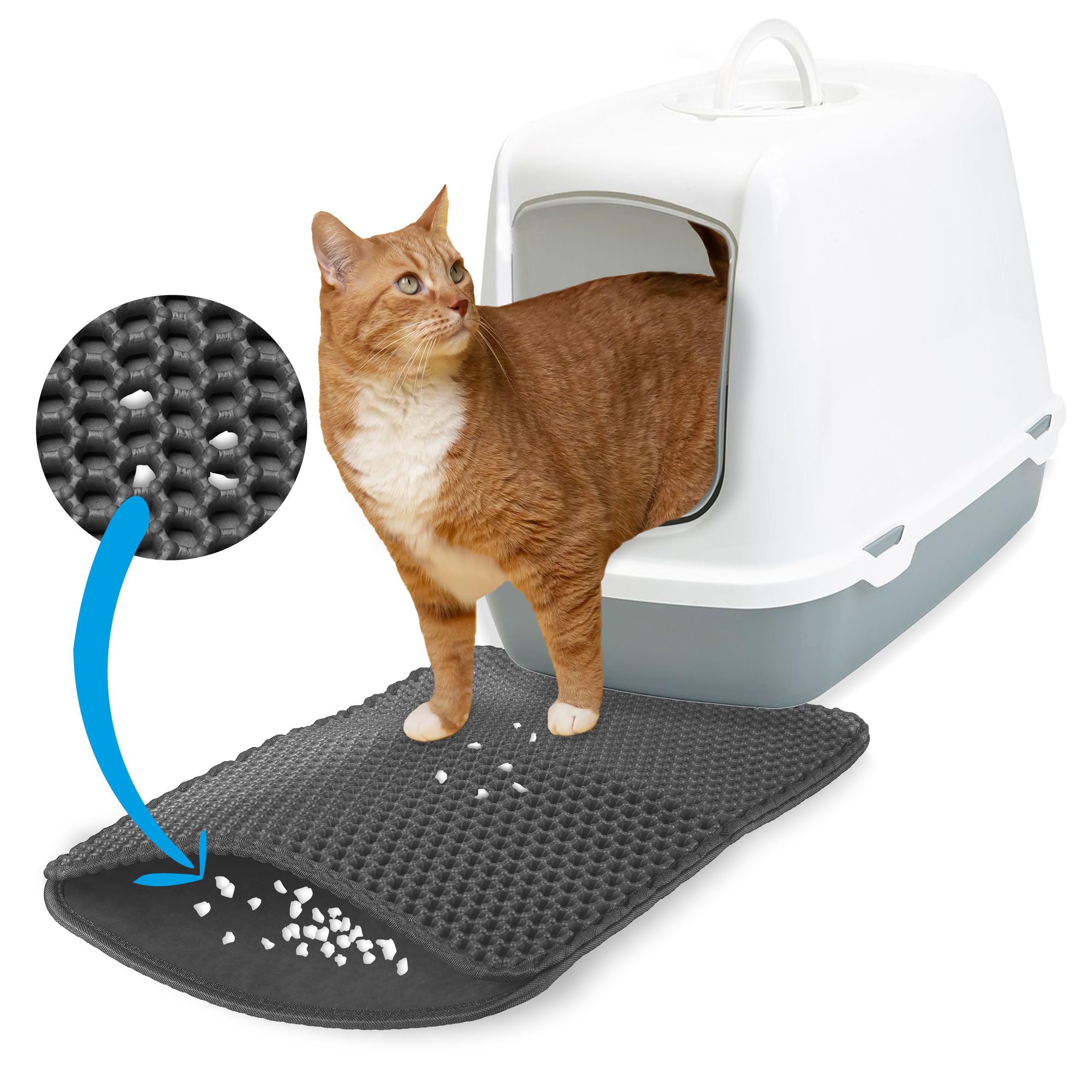 Katzenklo Matte Grau XS : Katzenmatte 30x40cm Waschbar Extra Klein – Katzenstreu Auffangmatte – Platzsparende Katzentoilette Matte – Katzentoilette Vorleger – Katzenklomatte von Inovida