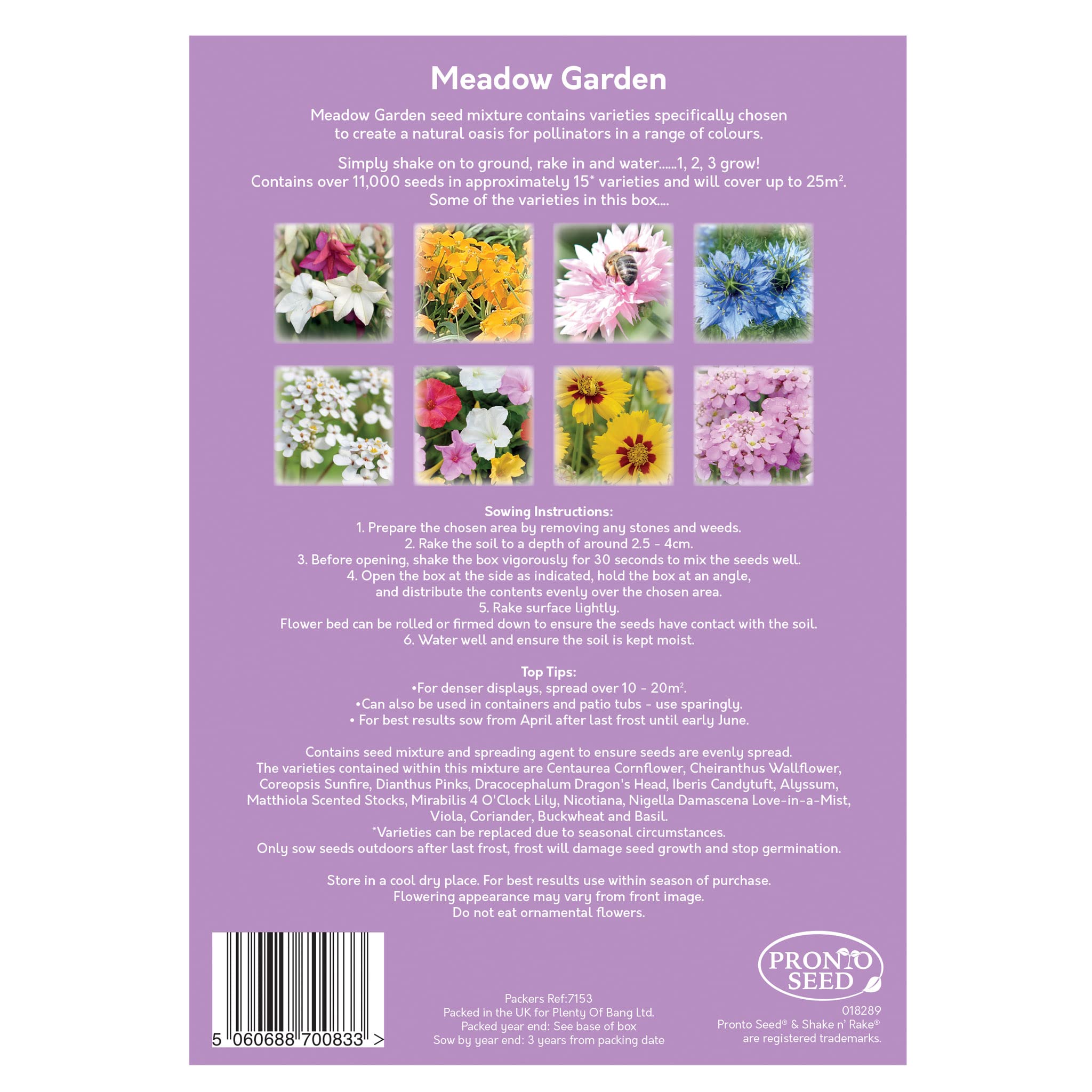 Pronto Seed Wild Flowers Seeds - UK Mixed Variety Pack - Selected Wildflower Seed Mix for Garden & Meadow Areas - Native British Blooms, Covers 25m2 (Meadow Garden) — view 9