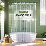 2 Pack Extra Long Shower Curtain Liner 72 x 96 Inches, Lightweight Waterproof Plastic Shower Curtain Liner for Tall Showers with 3 Stronger Magnetic Weights, Long Clear Shower Liner