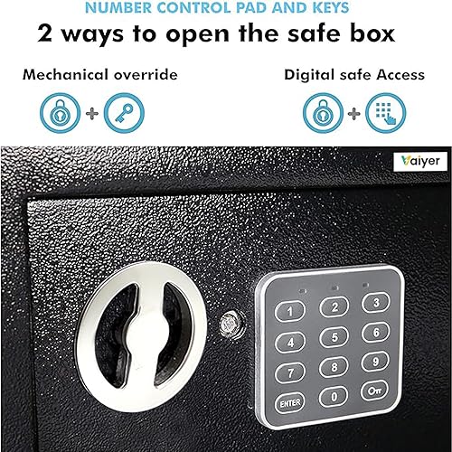 Miniatura 4 de Caja de seguridad electrónica para el hogar y la oficina con teclado digital y llaves, cajas de bloqueo para dinero, cajas de seguridad para el