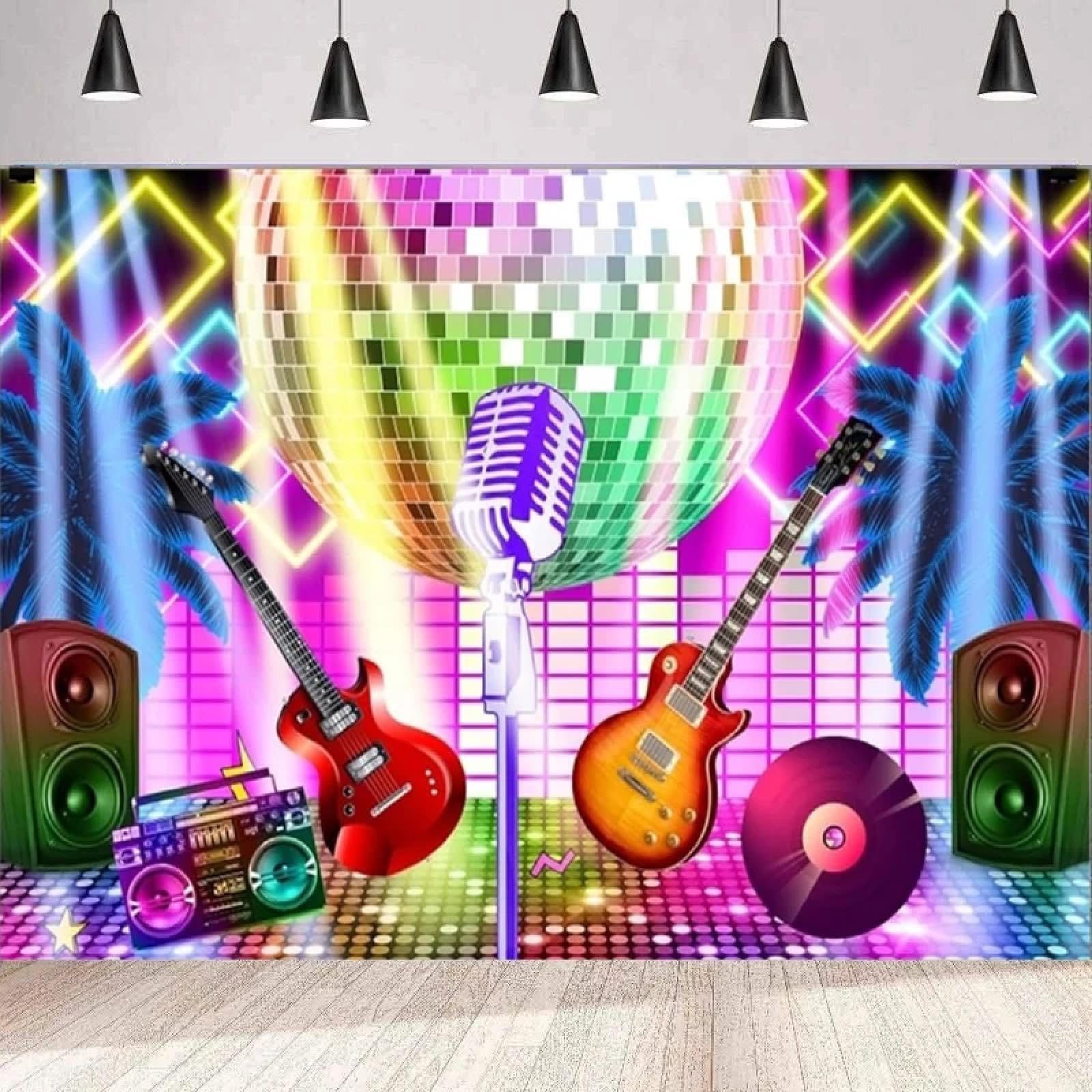 Fotografia Sfondo Vintage Musica Ballo Palco Night Club Neon Chitarra Banner Party Decor Ritratto Shooting Poster