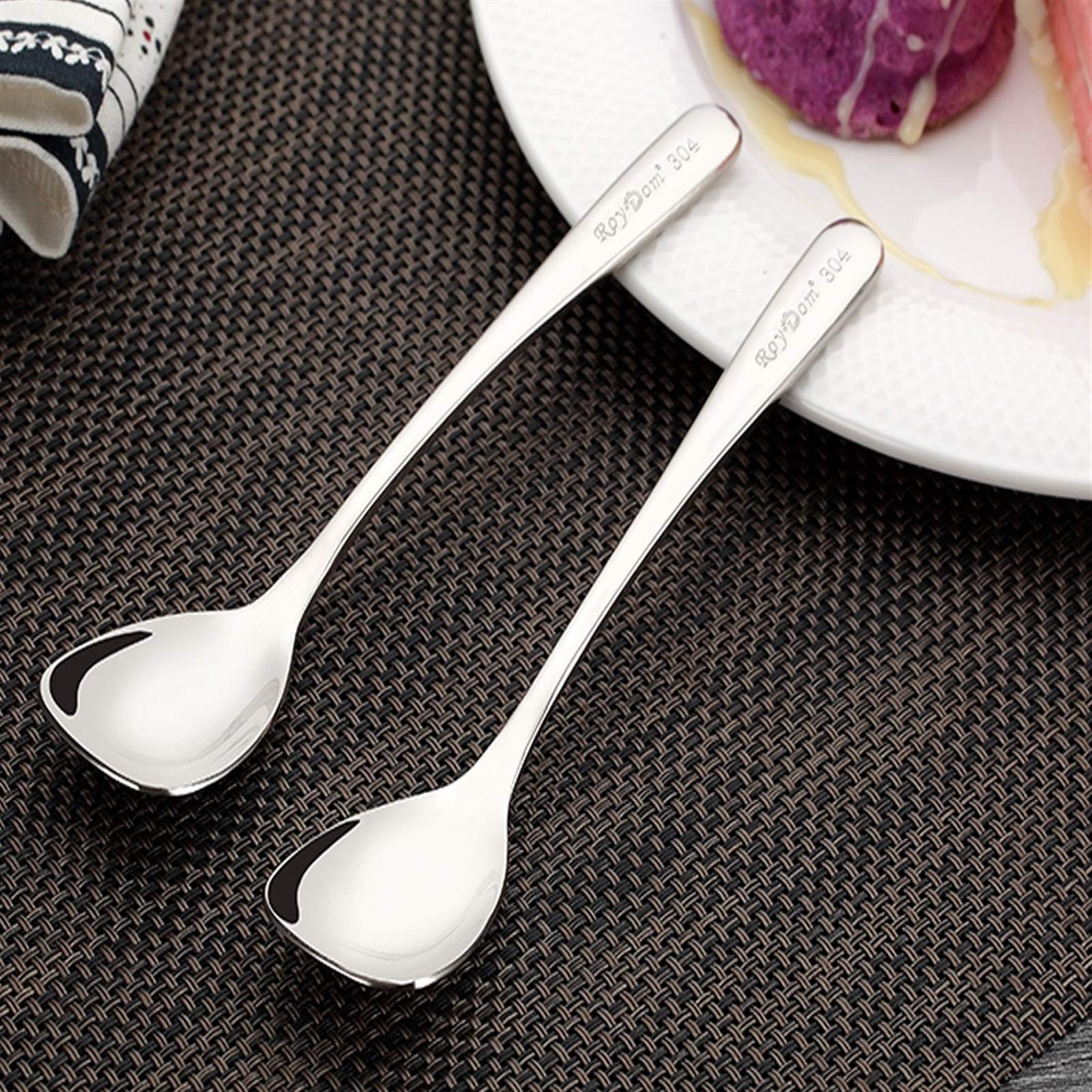 Miarki do kawy Stal nierdzewna Krótkie obroty Mieszanie Łyżka Juice Drink Milk Honey Coffee Mieszanie Stick Desery Łyżka Zagęszczona Kawa Łyżka Sugar Spoon Łyżeczki deserowe (Color : D)
