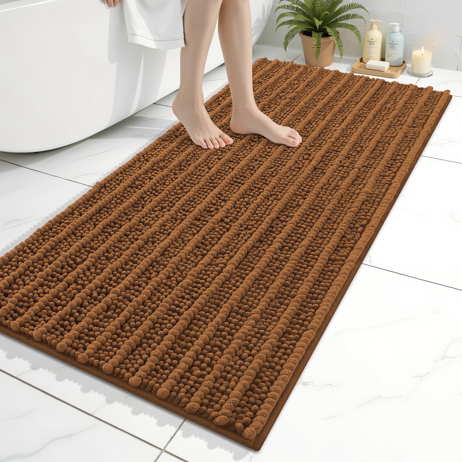 Arotive Bathroom Rugs Mat 47x24, Soft Absorbent Chenille Shaggy Bath Mat