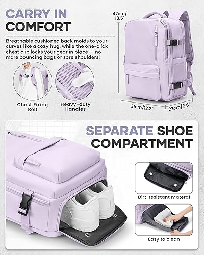 Vista 271 de VECAVE Mochila de viaje para laptop, mochila aprobada para vuelos,Mochila deportiva para universidad casual, E-peacockblue, Mochila para laptop