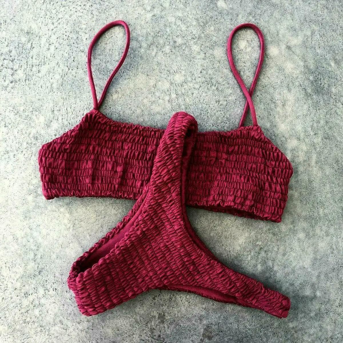 Dzianinowy damski zestaw bikini push-up z usztywnieniem | Wielokolorowy zestaw bikini push-up dla kobiet w wielu rozmiarach