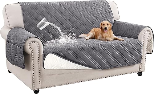 Miniatura 14 de Turquoize Funda de sofá impermeable para perros, funda de sofá lavable para sofá de 3 cojines, funda antideslizante para sofá de mascotas para Roble