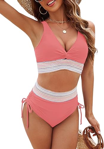 Edelqual Women High Waisted Bikini Sets Two Piece Swimsuits Tummy Control Bathing Swim Suits 2026 Summer Modest Swimwear