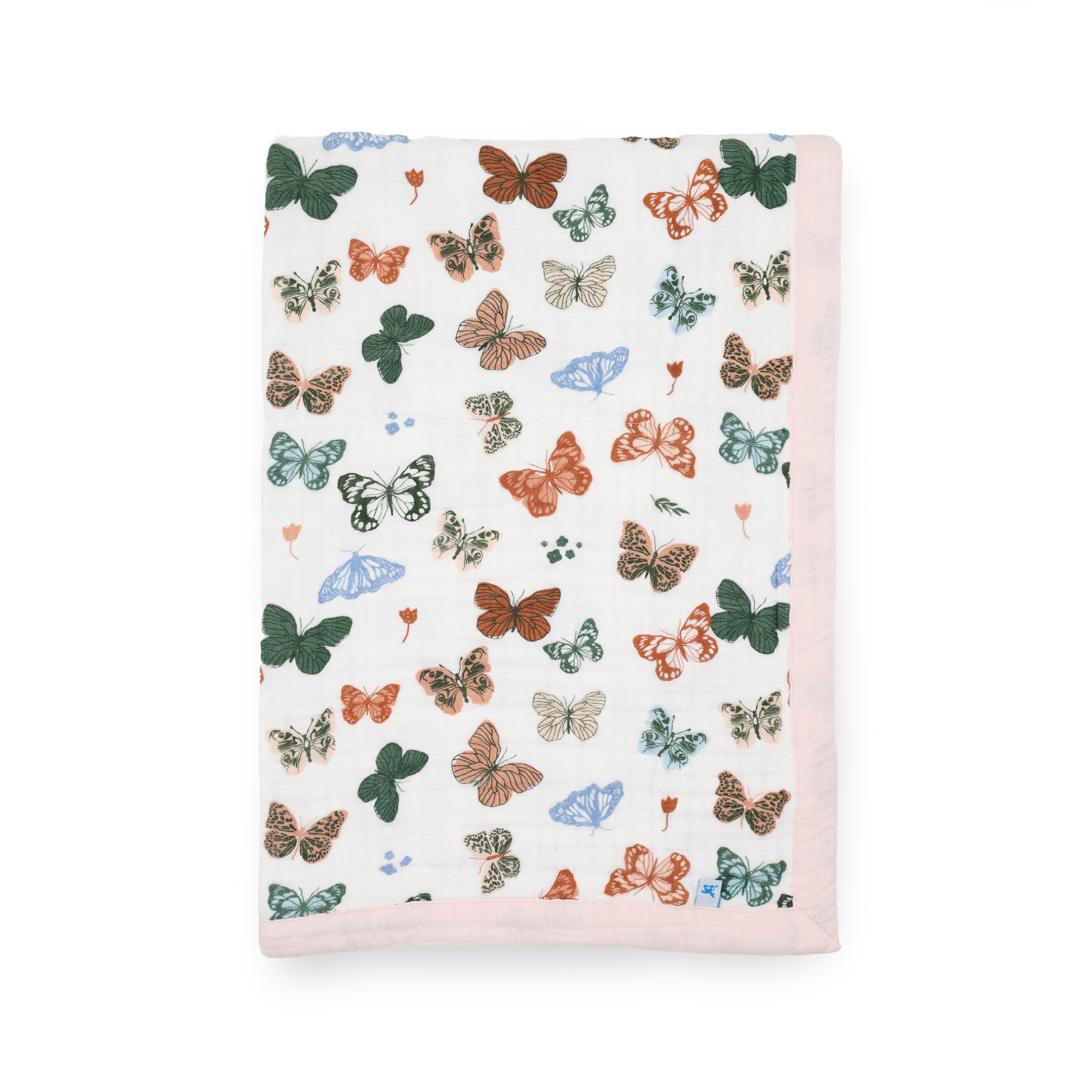 Little Unicorn Newborn Receiving Quilt | Ultra- Soft, Multi-Layered Muslin Fabric | Gift for Newborns &amp; on-The-go (Butterflies)