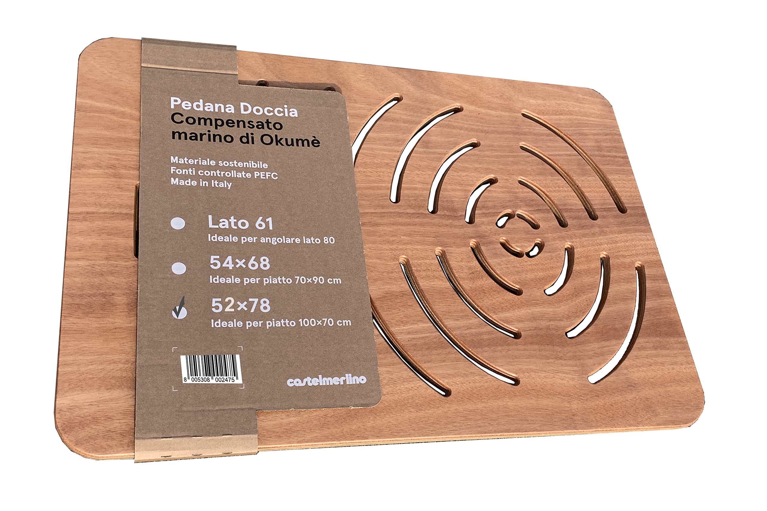 Caillebotis de Douche en Okumè Marine 78x52 cm - Castelmerlino