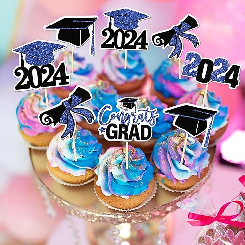 Miniatura 4 de 30 piezas 2023 decoraciones para cupcakes de graduación de doble cara para diploma de graduación de clase de 2023, selecciones de cupcakes