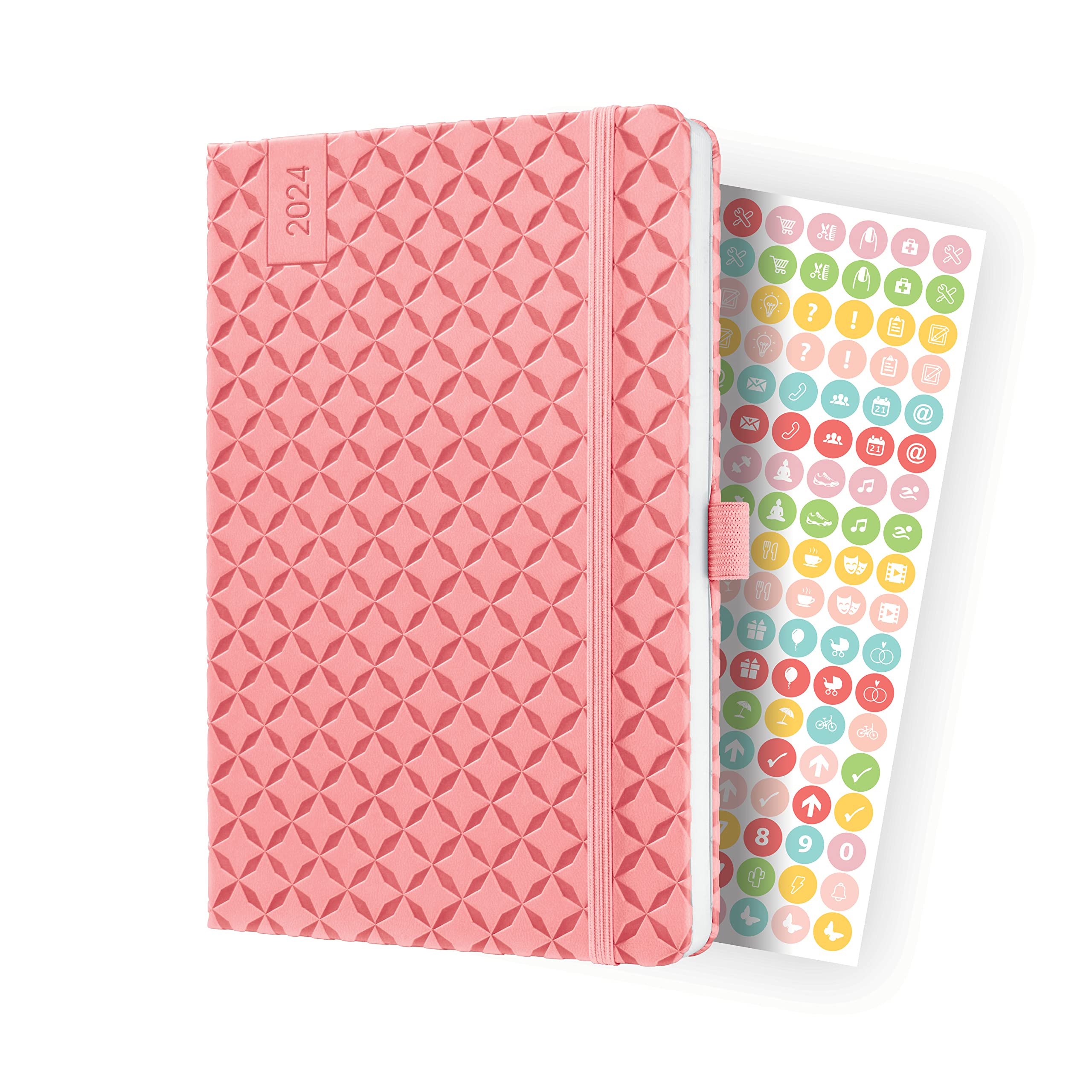 SIGEL J4111 Jolie Weekly planner 2024, hardcover, 13,5 x 20,3 cm, 174 pages, rose