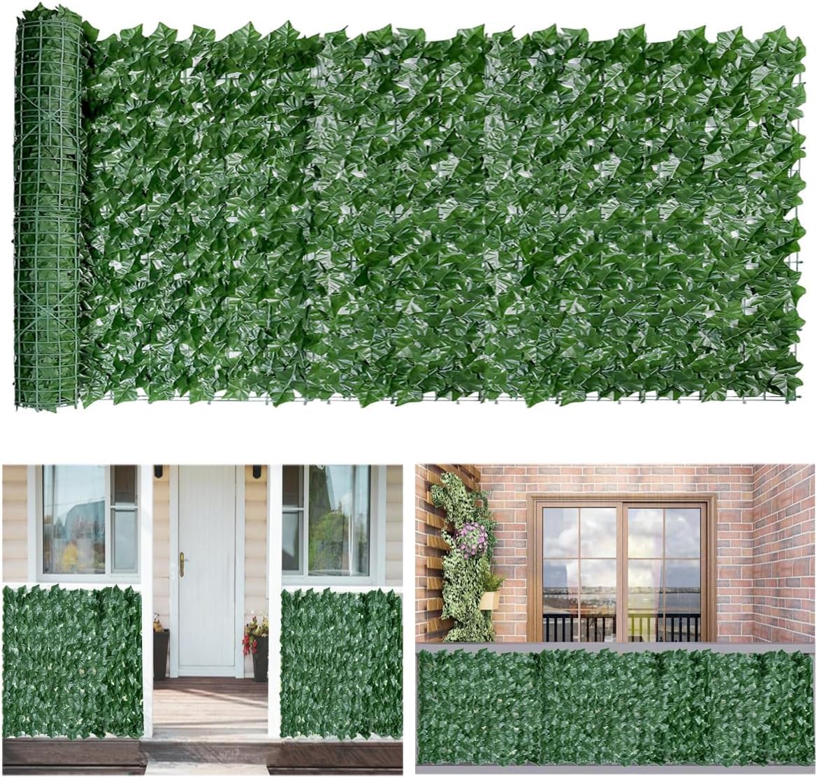 Garden Artificial Screening,Artificial Hedge Wall,Artificial Ivy Fence Screening,Plastic Ivy Screening,Decorative Artificial Ivy Leaf Green Hedge Roll,100pcs Zip Ties (Sweet Potato Leaves, 3 * 1m)