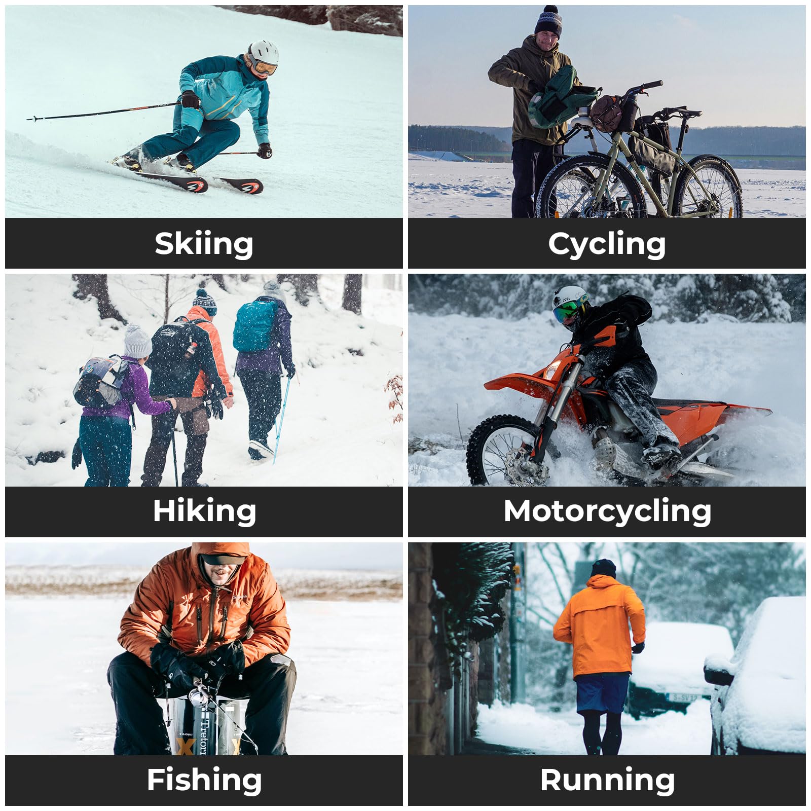 ROCKBROS Gants Vélo Hiver Homme Femme Écran Tactile, Gants Cyclisme Chauds Thinsulate, Gants VTT Rembourrés Antidérapants, pour Moto, Course, Ski, Randonnée