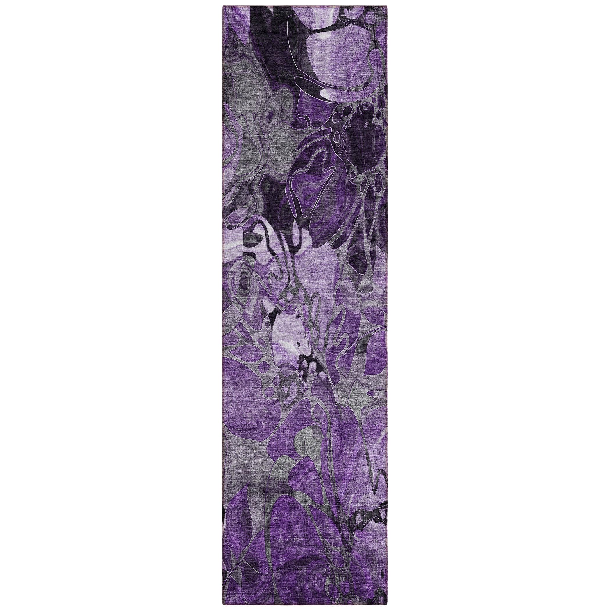 Addison Rugs Chantille ACN558 Purple 2'3" x 7'6" Indoor Outdoor Hallway Runner Rug, Stain Resistant Washable Kitchen Area Carpet for Bathroom, Laundry