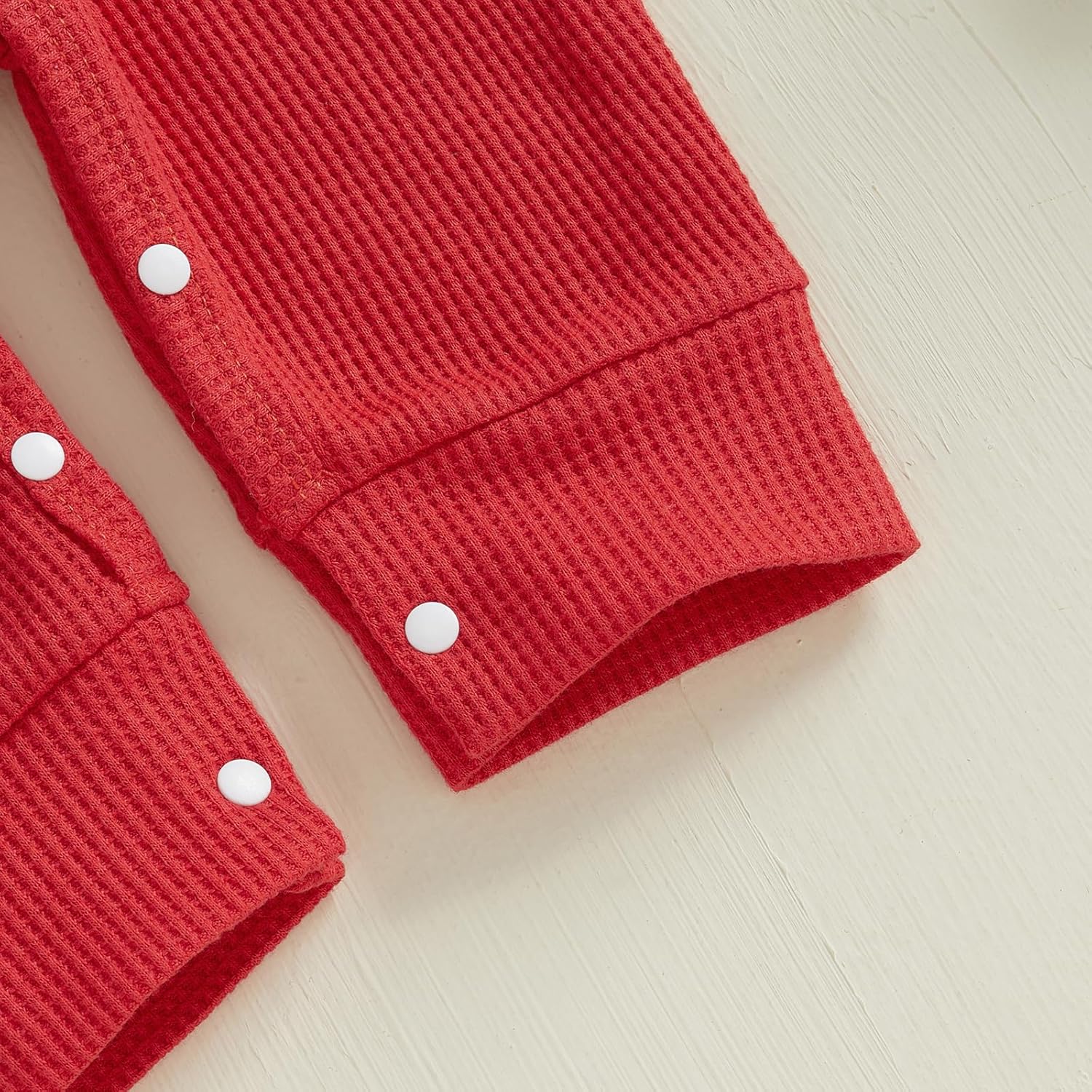 Lesimsam Newborn Infant Baby Boy Valentines Outfit Letter Embroidery Long Sleeve Waffle Knit Romper Jumpsuit with Hat - Image 7