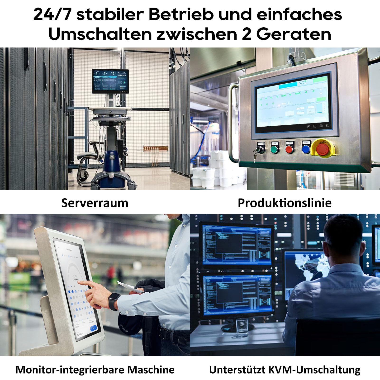 Gechic 15,6-calowy pojemnościowy ekran dotykowy monitor T152C, monitor KVM z 2 HDMI, 2 porty USB, monitor dotykowy FHD, ochrona przed odciskami palców, z VESA 75 x 75 do POS, kiosku, komputera