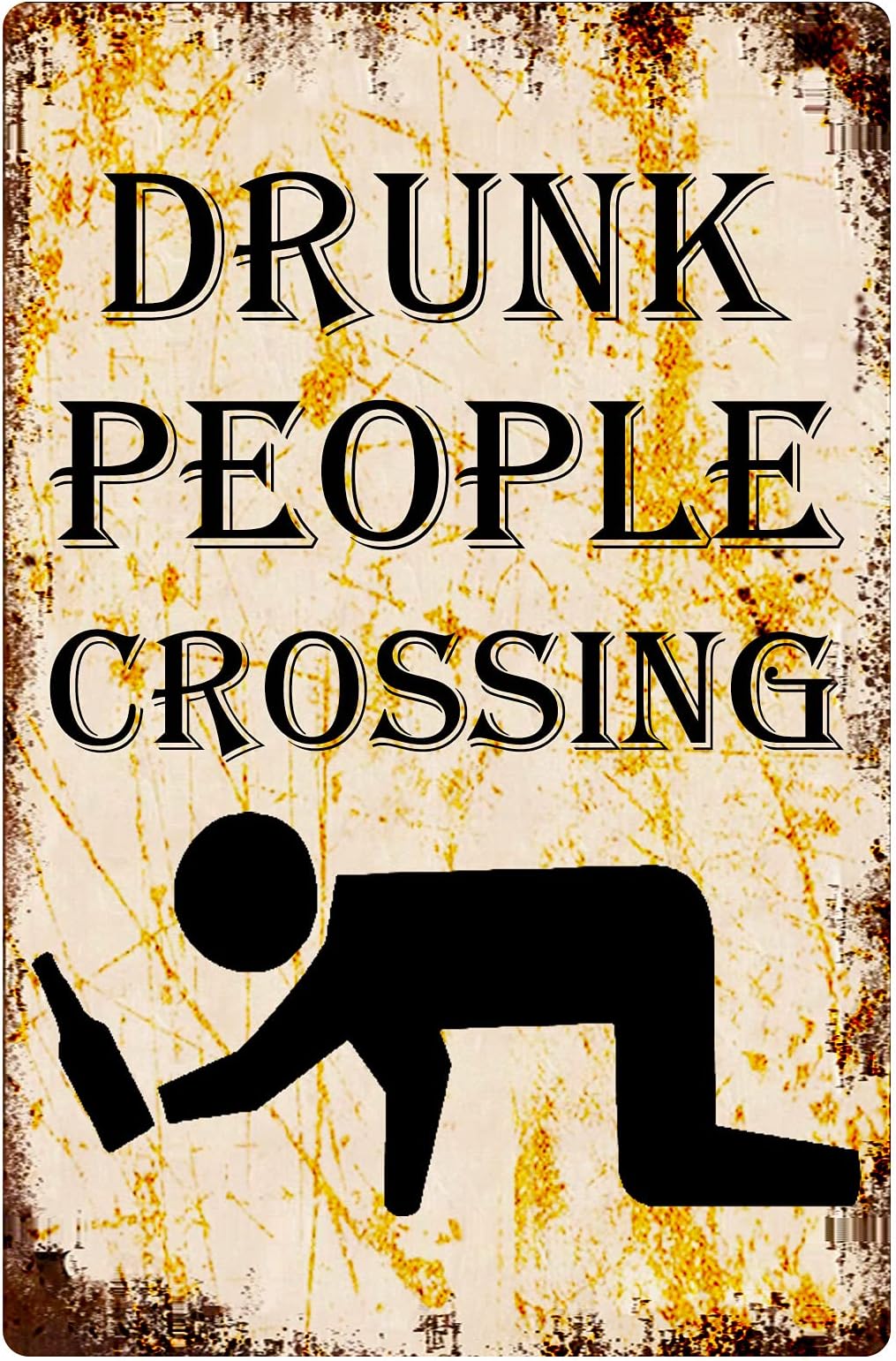 Drunk People Crossing Sign Vintage Metal Tin Sign 8x12 in / 20x30 cm