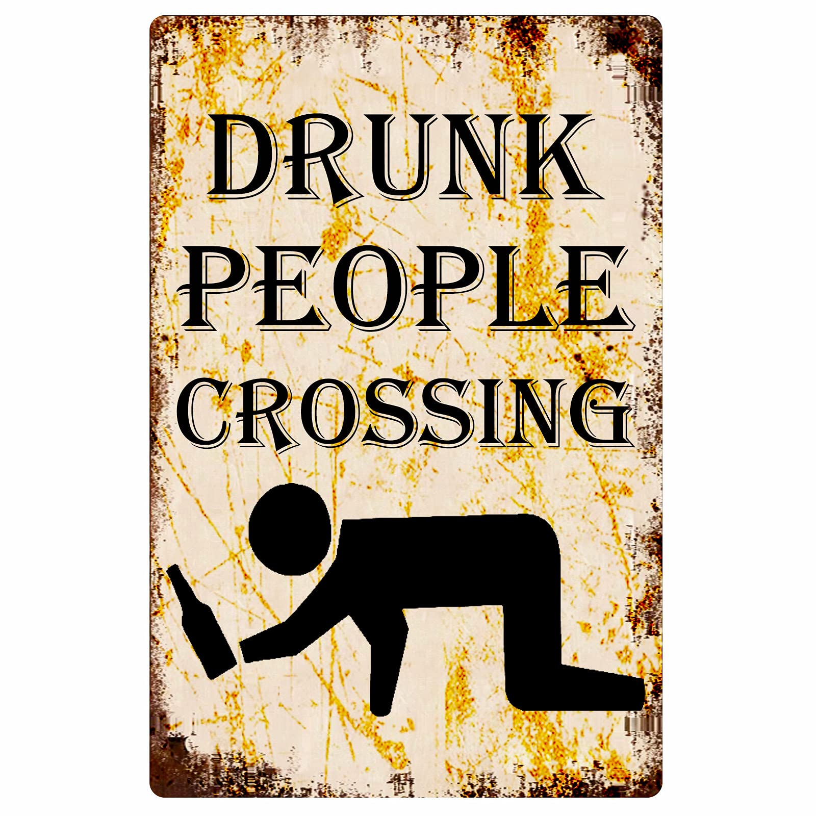 Drunk People Crossing Sign Vintage Metal Tin Sign 8x12 in / 20x30 cm