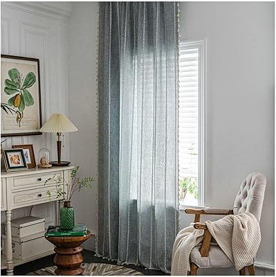 Gualiy Living Room Thin Curtains, Curtains 2 Panels Solid Color Embroidered Stripes Living Room Window Curtains 52 inches Width Grey Blackout Curtains for Bedroom 84 inches Length