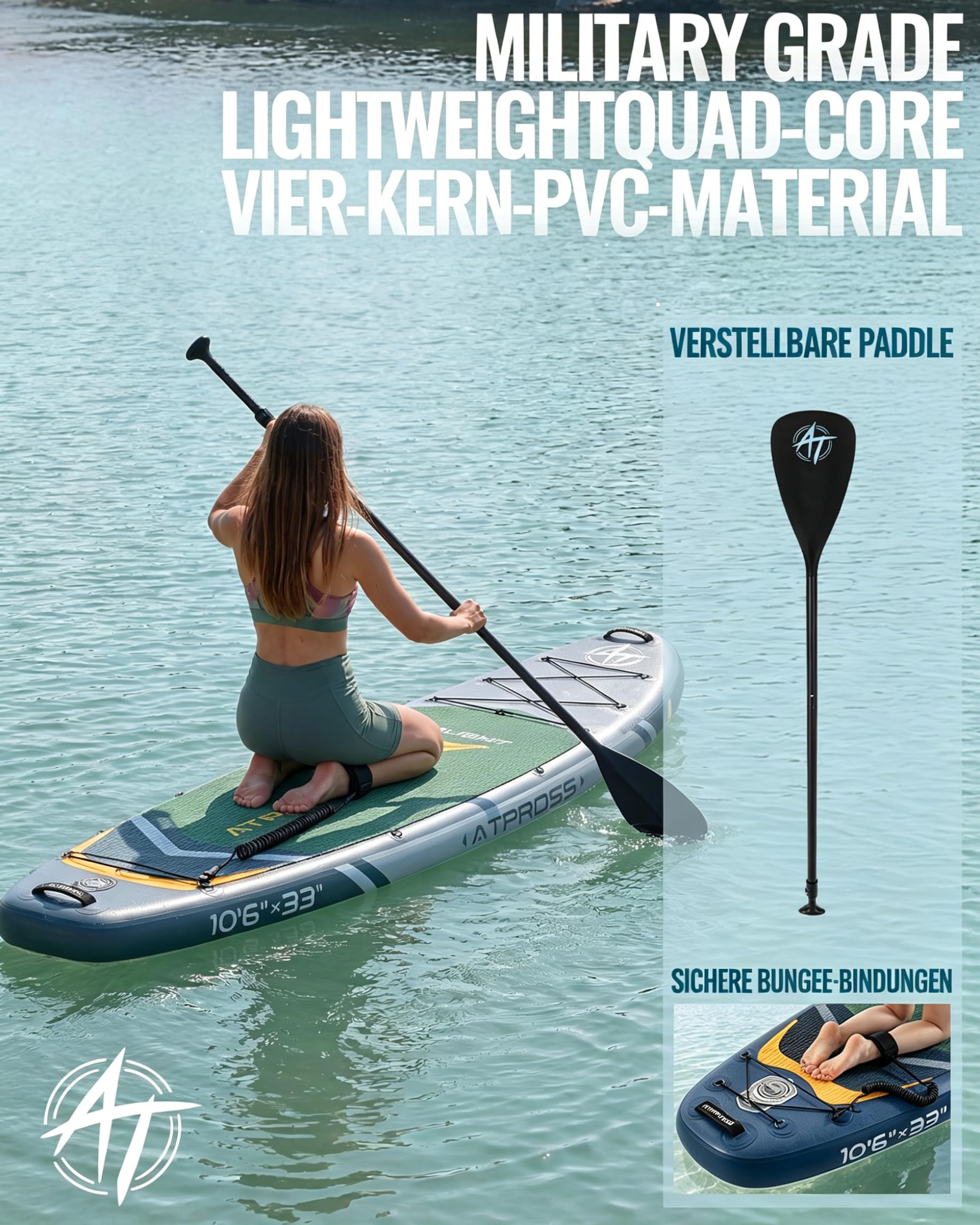 Stand Up Paddling Board mit Sitz & Zubehör Set, 320x84cm Extra Breit SUP Board für 2 Personen, 200kg Tragkraft, Rutschfestes Stand Up Paddle zum Surfen
