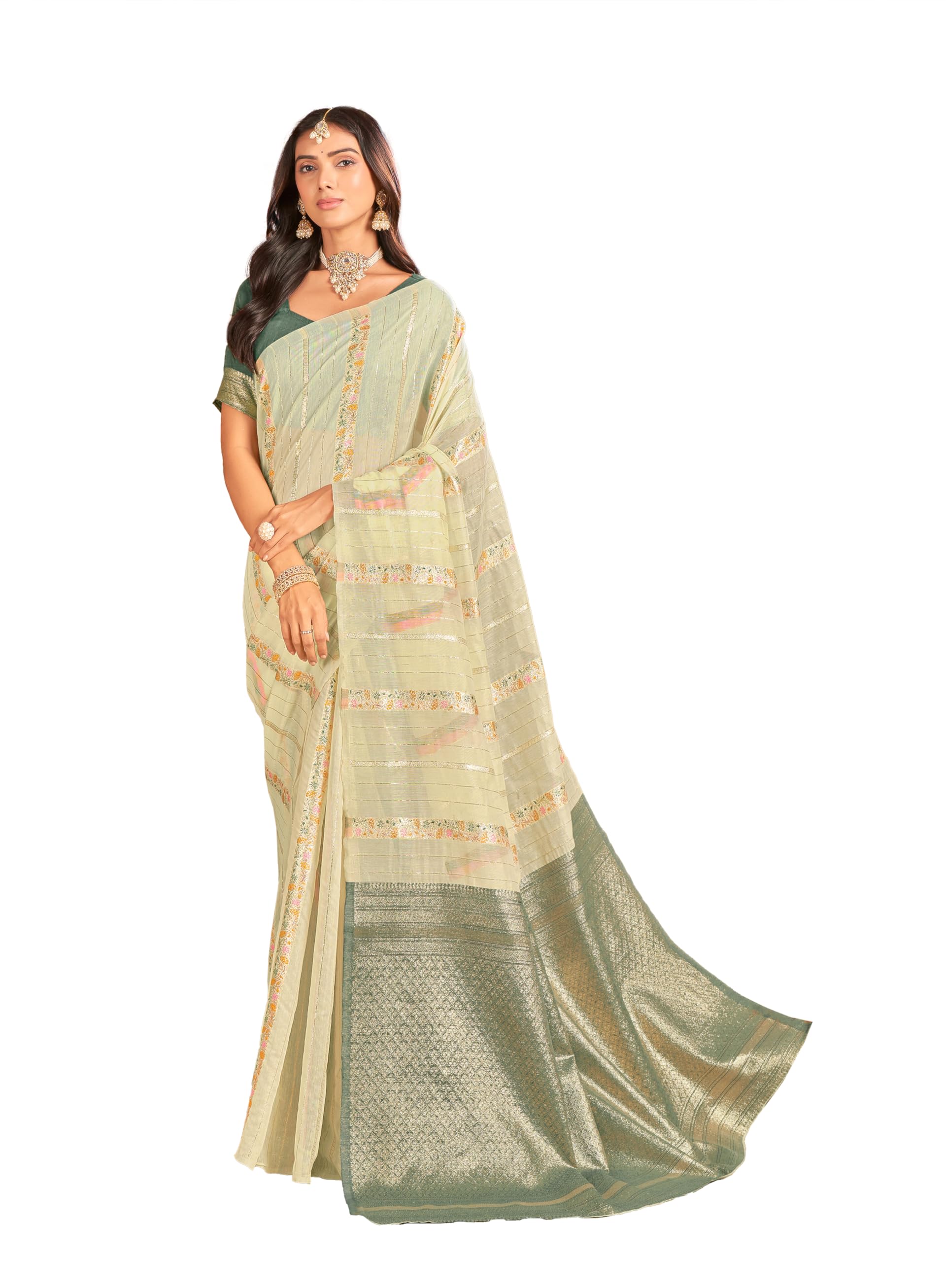 Glory Sarees Women's Sambalpuri Woven Jacquard Cotton Silk Saree With Blouse Piece (Sambalpurisarees102_Pistagreen)