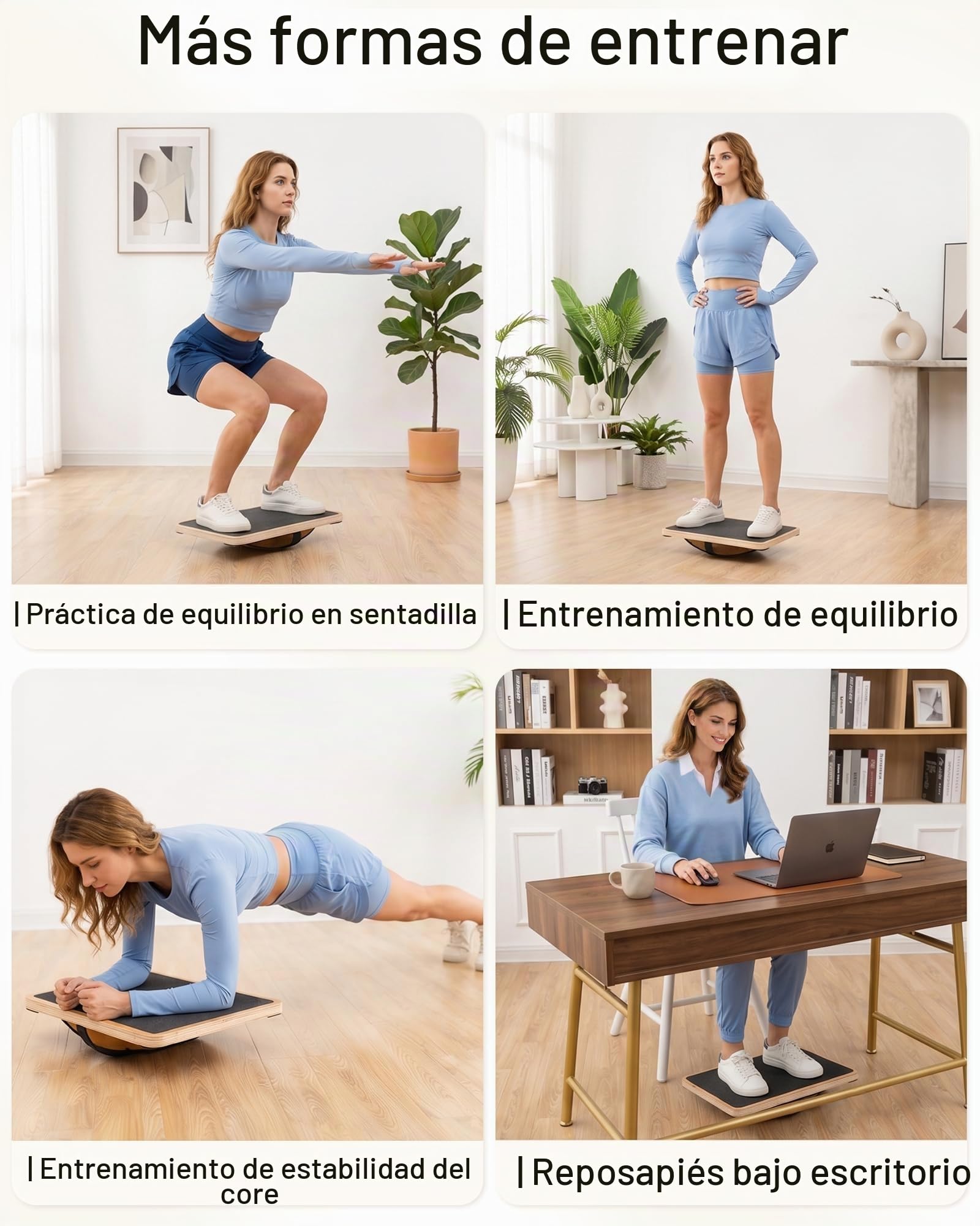 StrongTek Professional Wooden Balance Board, Rocker Board, Wood Standing Desk Accessory, Balancing Board for Under Desk, Anti Slip Roller, Core Strength, Stability, Office Wobble Boards