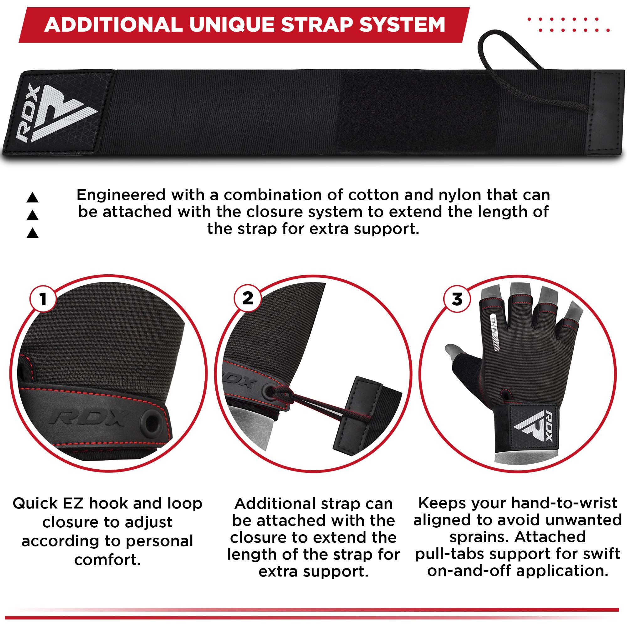 RDX Gants de Musculation pour Hommes Femmes, avec Support de Poignet Long et Extensible, Bonne Prise en Main, Fitness HIIT Entraînement, Bodybuilding Haltérophilie, Cyclisme, Exercices Maison