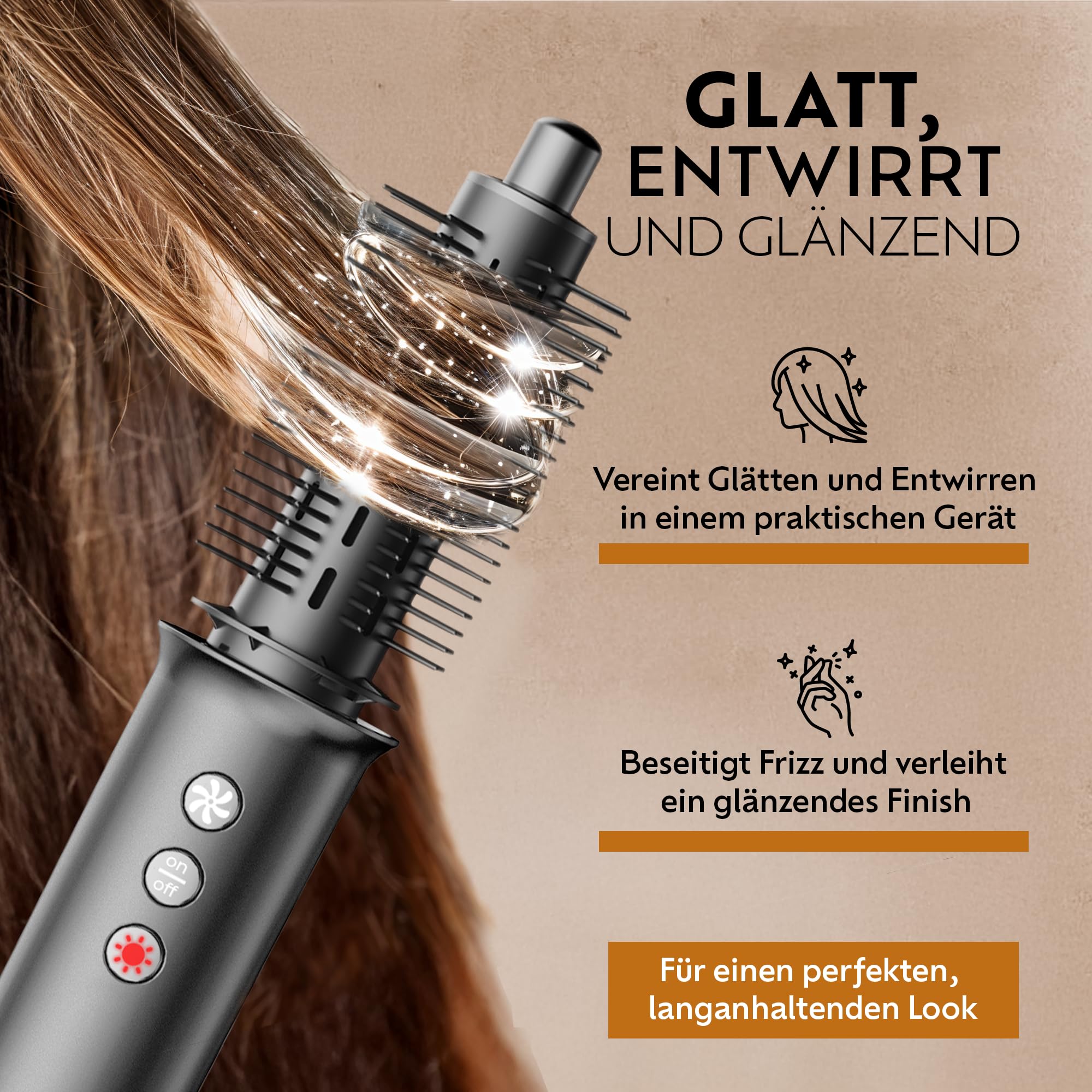 Multistyler 5 in 1 – Lockenstab & Föhnbürste mit 110 000 U/min – Warmluftbürste/Hair Dryer Brush/Air Styler für große Locken, Volumen & glattes Haar – Ionen Haarstyler mit 5 Aufsätzen