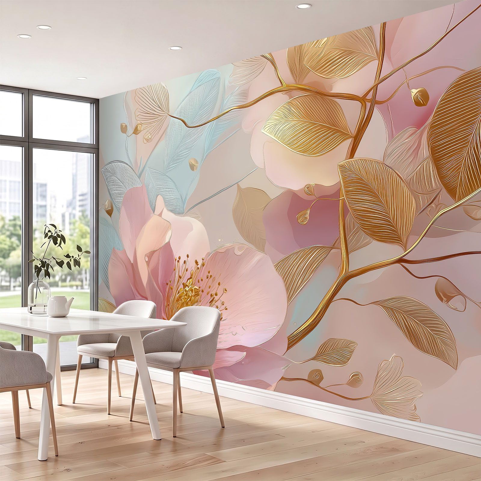 WTD - Papel pintado fotográfico (fieltro, 300 x 210 cm, diseño de flores, 300 x 210 cm, montaje rápido, resistente a la luz