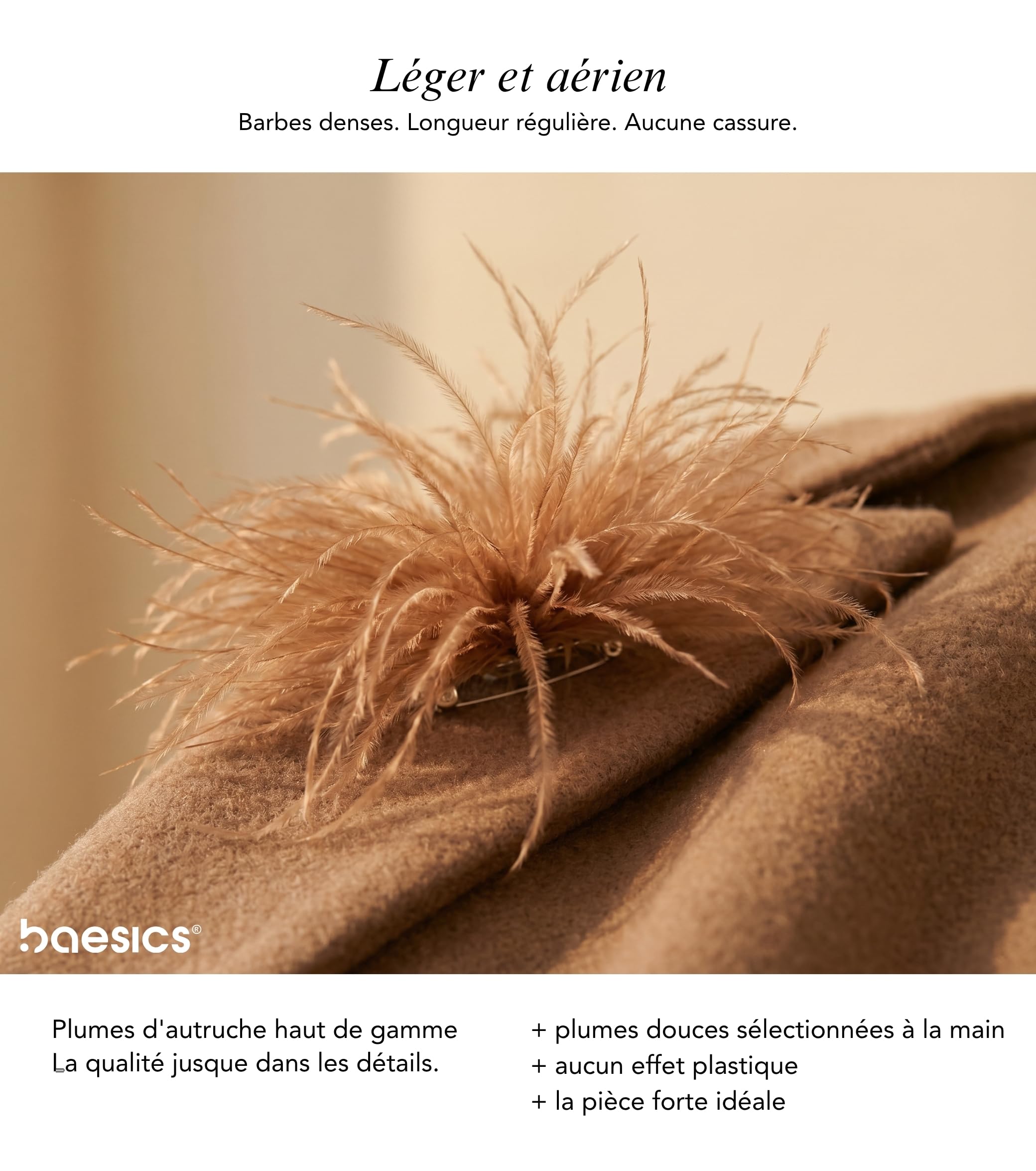Baesics Broche à plumes pour femme - Plume d'autruche Fluffy - Broche à clipser - Vintage pour mariage, mariée, carnaval, blazer