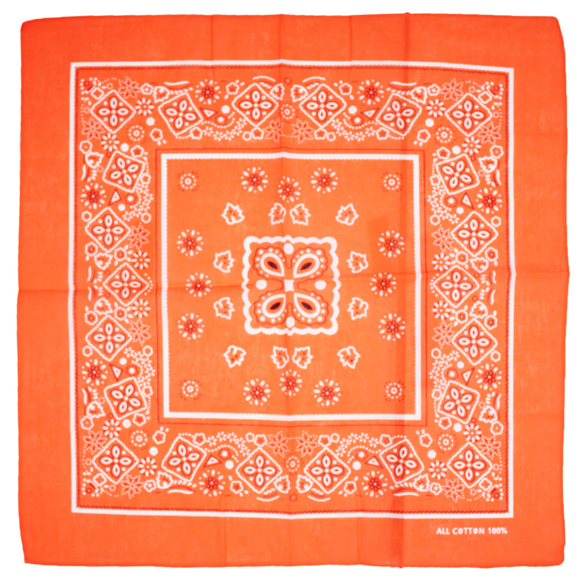 Zac's Alter Ego Unisex Neon Orange Retro Vintage Style Cowboy Paisley Bandana/Neckerchief/Durag