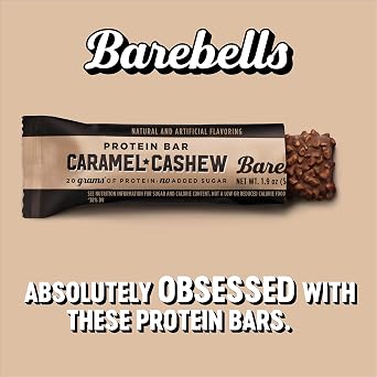 Barebells Protein Bars Caramel Cashew - 12 Count, Pack of 2 - Protein Snacks with 20g of High Protein - Chocolate Protein Bar with 1g of Total Sugars - Perfect on The Go Protein Snack & Breakfast Bars