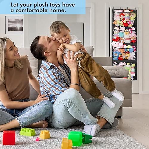 Miniatura 6 de Almacenamiento de animales de peluche, organizador sobre la puerta para rellenar cosas, almacenamiento portátil para colgar, red o hamaca duradera,