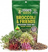 Todd's Seeds Broccoli & Friends Sprouting Mix: Broccoli, Crimson Clover, Red Radish, Alfalfa - Non-GMO, Chemical-Free, High Germination 1/4 lb