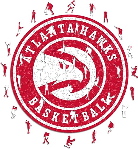 Iconic Puzzles - Atlanta Hawks, Logo, Puzzle de Madera con Licencia Oficial de l