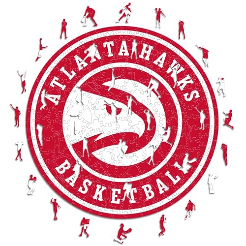 Iconic Puzzles - Atlanta Hawks, Logo, Puzzle de Madera con Licencia Oficial de la NBA, 100% Sostenible, Talla…