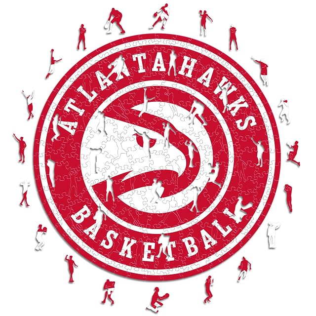 Iconic Puzzles - Atlanta Hawks, Logo, Puzzle de Madera con Licencia Oficial de la NBA, 100% Sostenible, Talla…