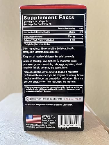 Vista 16 de Force Factor Píldoras DIM para disminuir el estrógeno en hombres, suplemento de diindolilmetano con ingredientes naturales clave y absorción