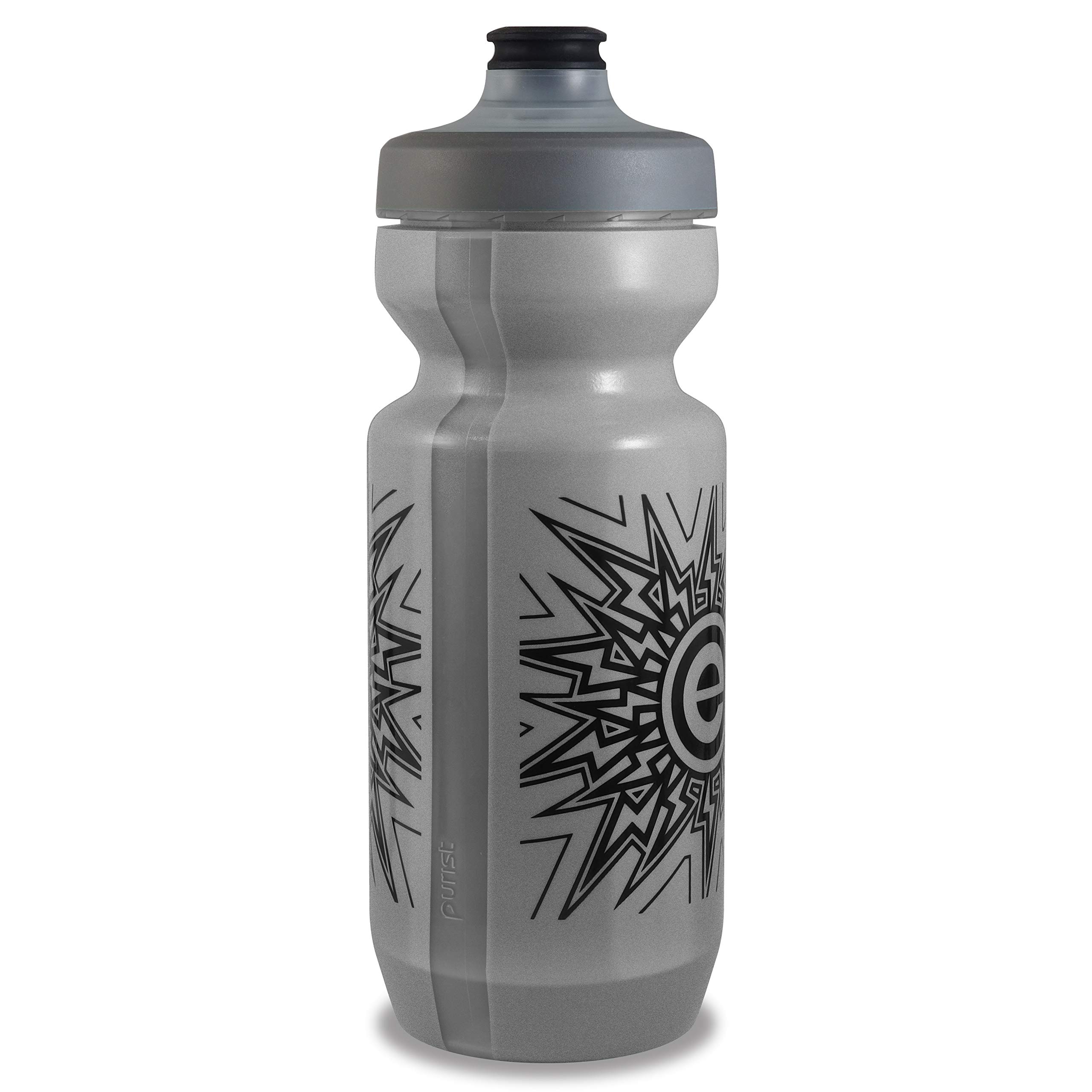 NGN Sport – Puristische Wasserflasche, Premium-Fahrrad-Wasserflasche mit auslaufsicherem Watergate-Deckel, 625 ml, 1 Stück, Silber schillernd