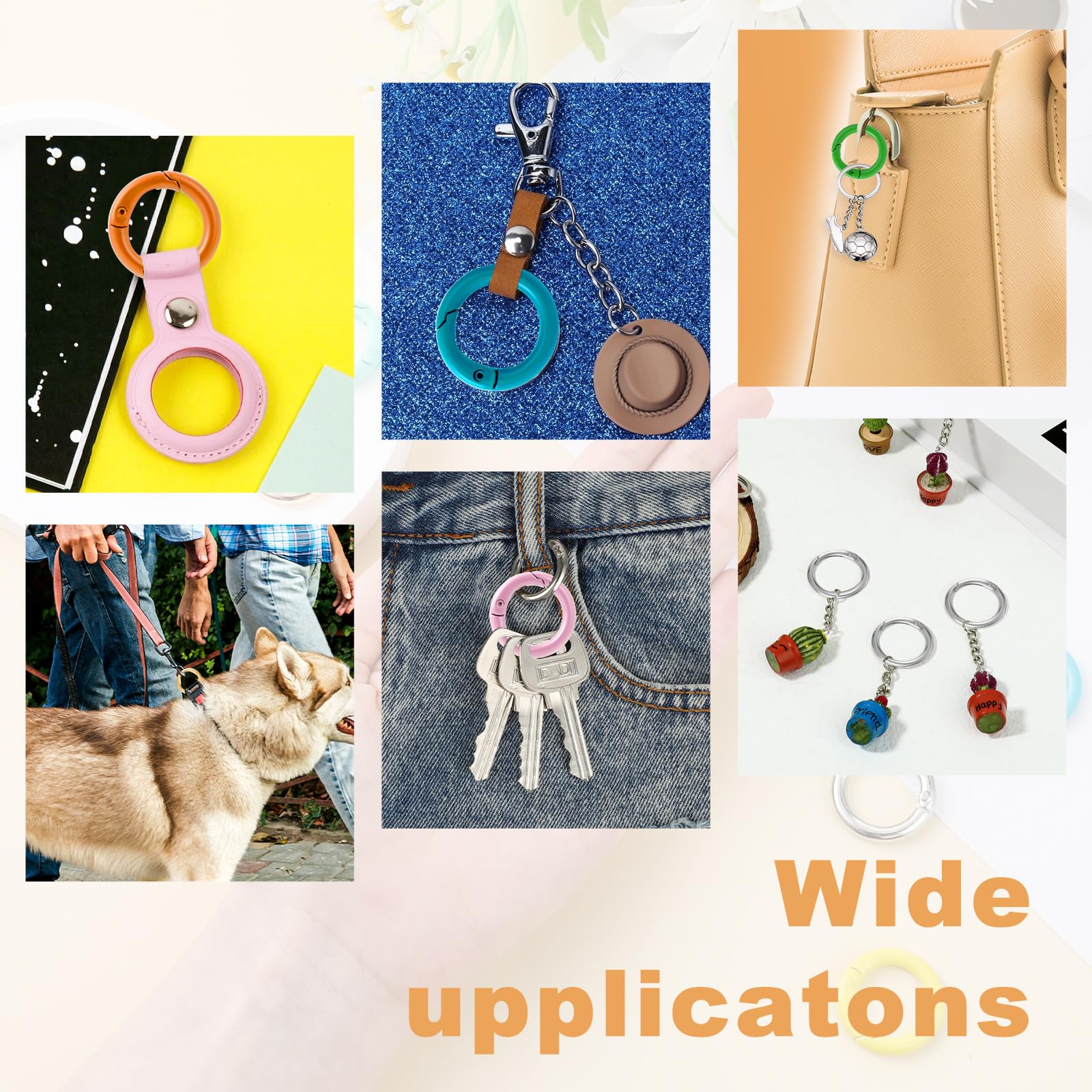 Lot De 10 Mousquetons Ronds Porte-Clés En Alliage De Zinc - Diamètre 34 Mm, Anneau Fendu, Argent