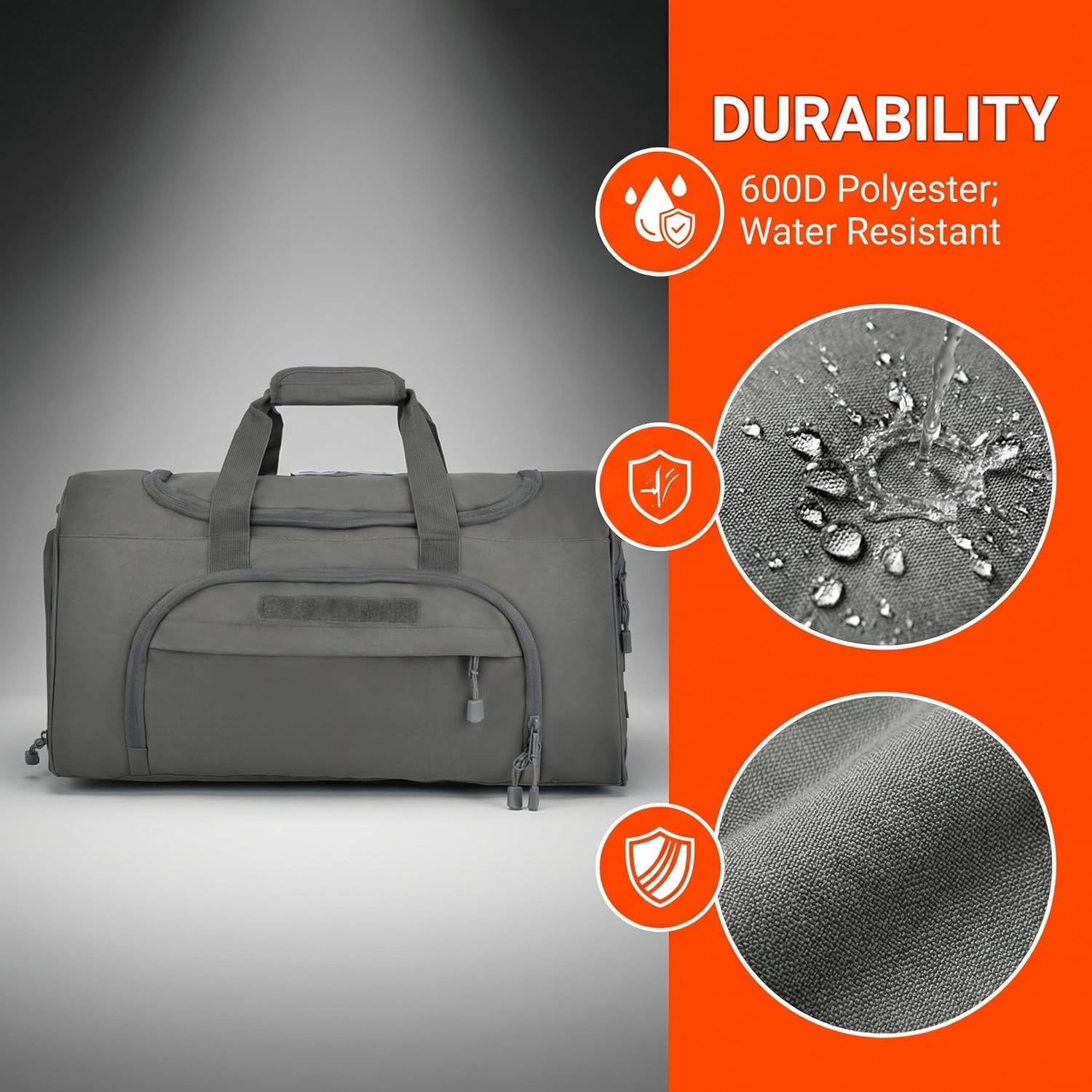 Military Tactical Outdoor Gym Bag Small Duffel Bag with Shoes Compartment for Sports Travel Camping Hunting (B-Grey) - Image 4