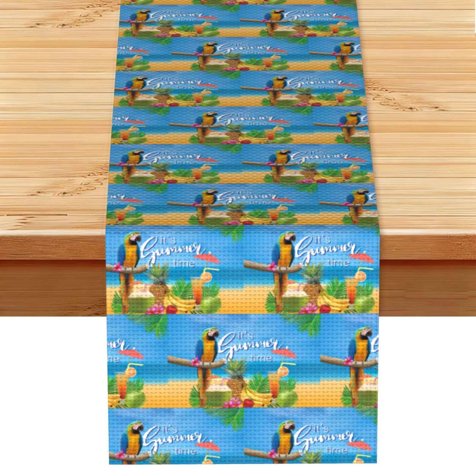 Summer Parrot Pineapple Bird Stylish Printed Table Cloth, Decorative Table Runner 13x72in for Home, Party and Banquet Home Decor