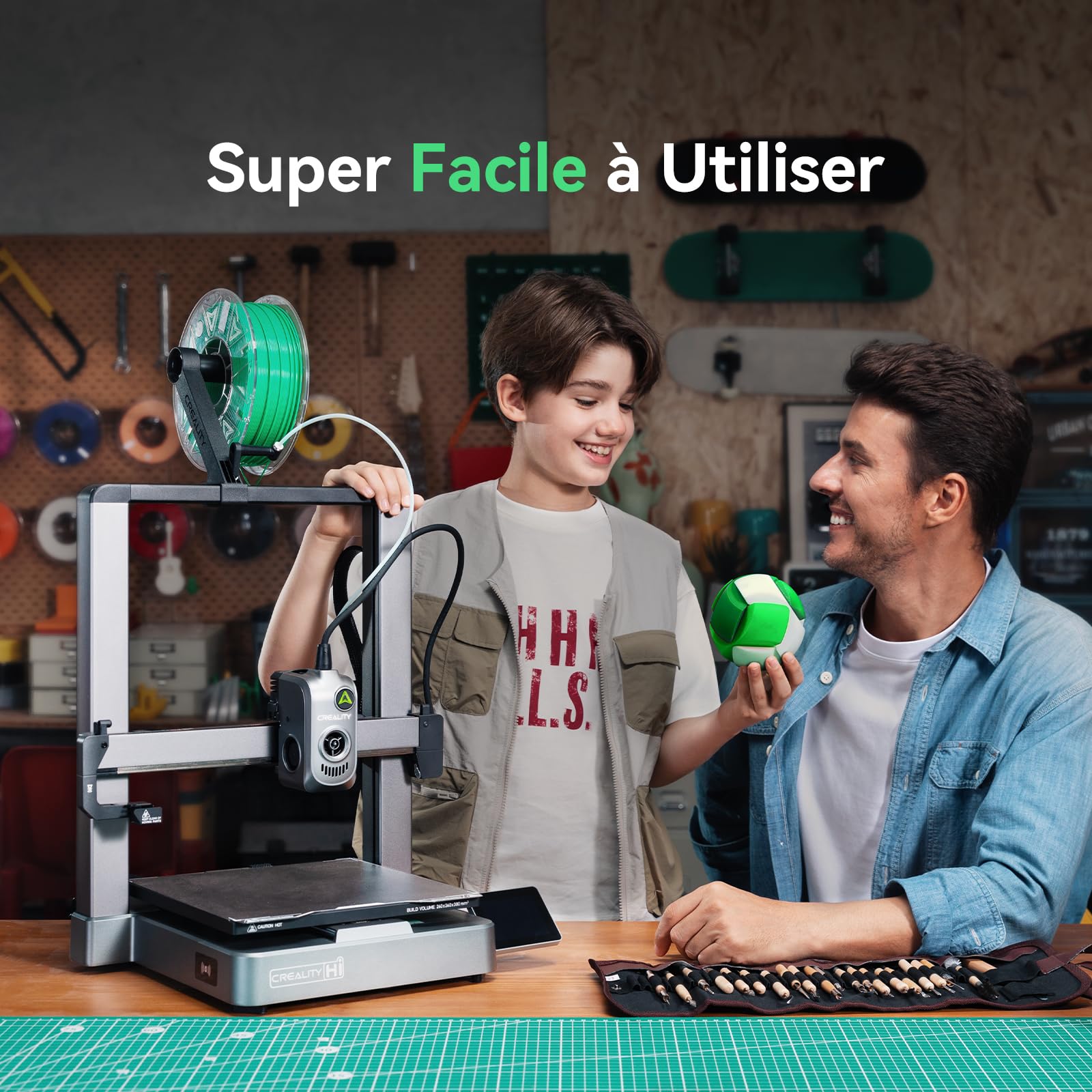 Creality Hi Combo (A) Imprimante 3D Multicolore avec CFS, 500mm/s Haute Vitesse, Mise à Niveau Automatique, Lecture Automatique du Filament, Assemblage Complet, Mode Silencieux 260x260x300mm