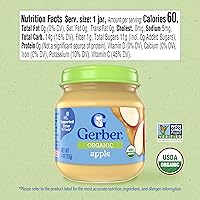 Vista 2 de Gerber Stage 1 - Alimento para bebé orgánico, frasco de manzana, puré de frutas, vitamina C, sin OMG, alimento para bebés en frasco, puré de frutas