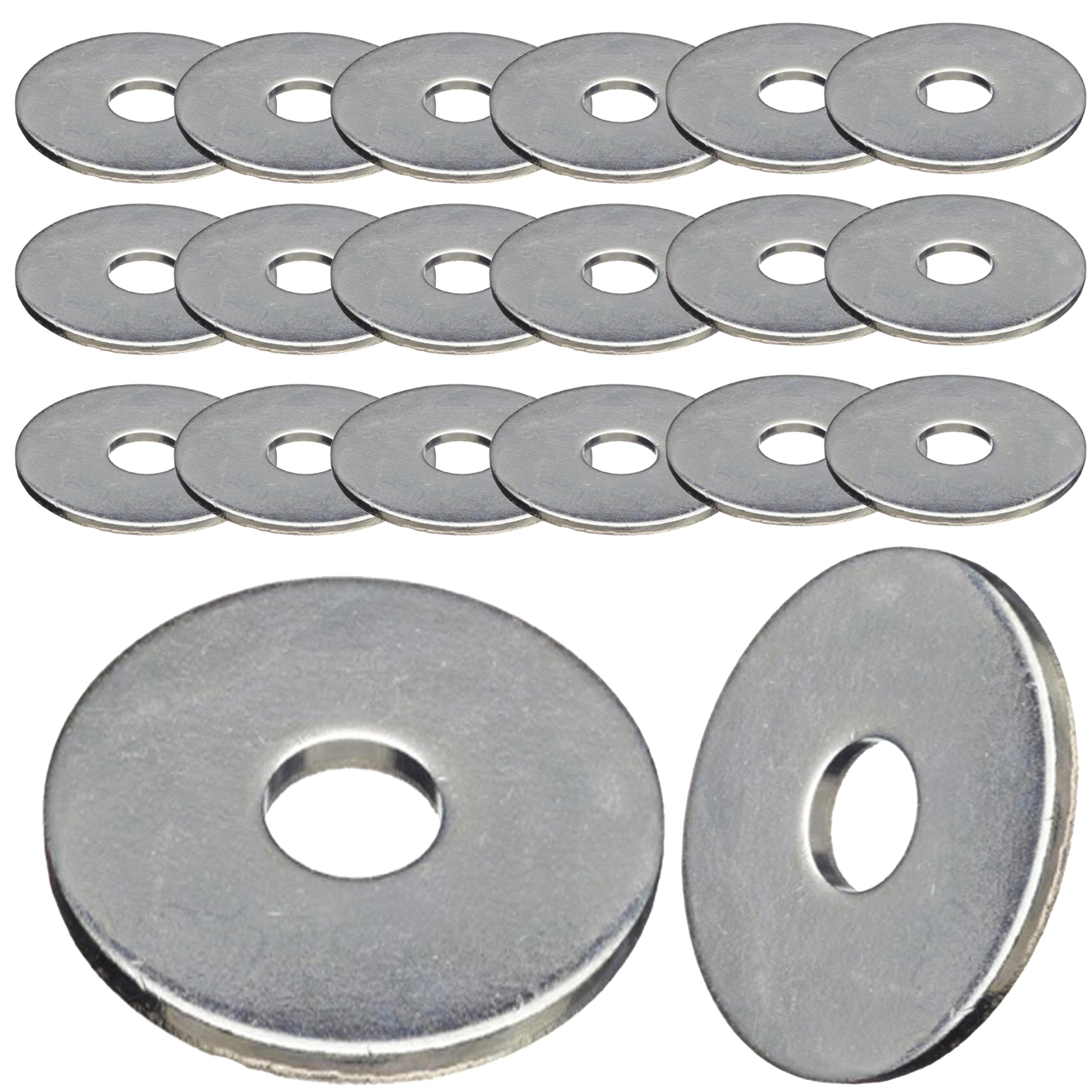 M5 x 20mm Penny Repair Flat Washers Mudguard Grade Style in A4 Stainless Steel 316 Corrosion Resistant Fasteners (Pack of 20)